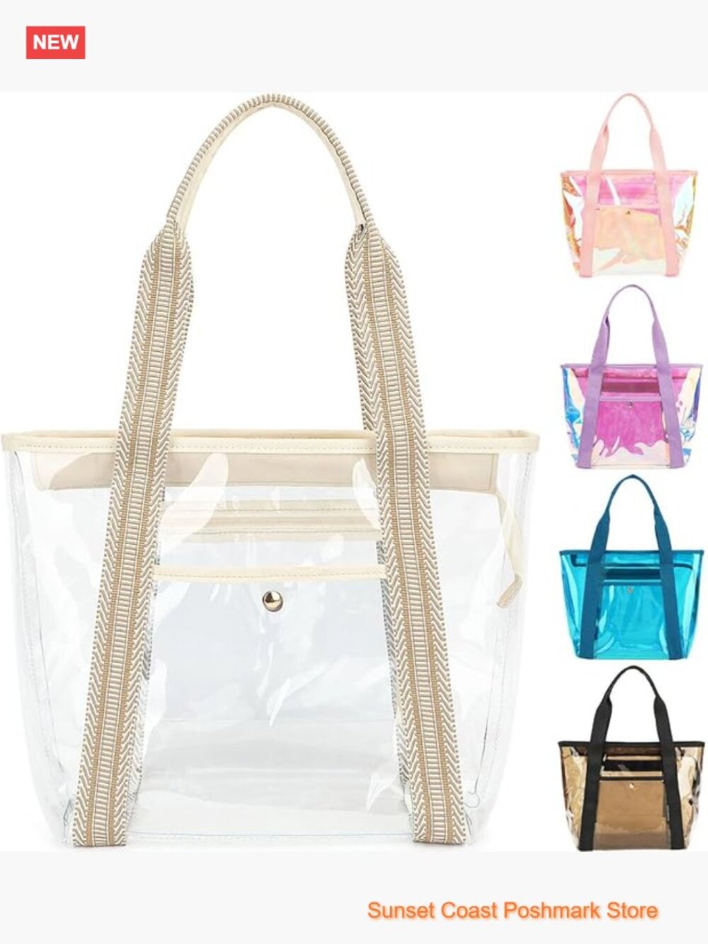 Clear Stadium Approved Tote Bag Waterproof Sandproof with Zipper